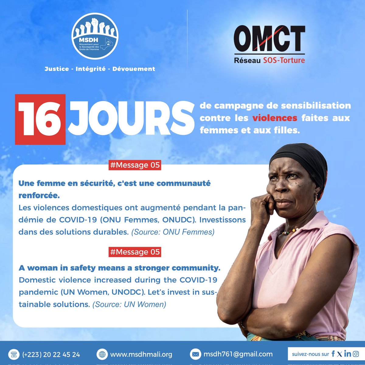 MSDH/Coordination Rรฉgionale de l'Afriq de l'Ouest (@msdhmali) on Twitter photo ๐๐ง๐ ๐๐๐ฆ๐ฆ๐ ๐๐ง ๐ฌ๐ฬ๐๐ฎ๐ซ๐ข๐ญ๐ฬ, ๐'๐๐ฌ๐ญ ๐ฎ๐ง๐ ๐๐จ๐ฆ๐ฆ๐ฎ๐ง๐๐ฎ๐ญ๐ฬ ๐ซ๐๐ง๐๐จ๐ซ๐๐ฬ๐.
Les violences domestiques ont augmentรฉ pendant la pandรฉmie de COVID-19 (ONU Femmes, ONUDC). Investissons dans des solutions durables. (Source: ONU Femmes)
๐ ๐ฐ๐จ๐ฆ๐๐ง ๐ข๐ง ๐๐ง๐ ๐๐๐ฆ๐ฆ๐ ๐๐ง ๐ฌ๐ฬ๐๐ฎ๐ซ๐ข๐ญ๐ฬ, ๐'๐๐ฌ๐ญ ๐ฎ๐ง๐ ๐๐จ๐ฆ๐ฆ๐ฎ๐ง๐๐ฎ๐ญ๐ฬ ๐ซ๐๐ง๐๐จ๐ซ๐๐ฬ๐.
Les violences domestiques ont augmentรฉ pendant la pandรฉmie de COVID-19 (ONU Femmes, ONUDC). Investissons dans des solutions durables. (Source: ONU Femmes)
๐ ๐ฐ๐จ๐ฆ๐๐ง ๐ข๐ง