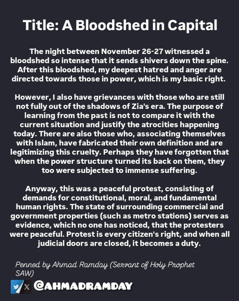 AhmadRamday's tweet photo. My views✍️...
#اسلام_آباد_قتل_عام
#ImranKhanLifeAtHighRisk
#Islamabad_Massacre
@ajmaljami 
@HamidMirPAK 
@MoeedNj 
@WajSKhan https://t.co/eLo1ZzUWEP