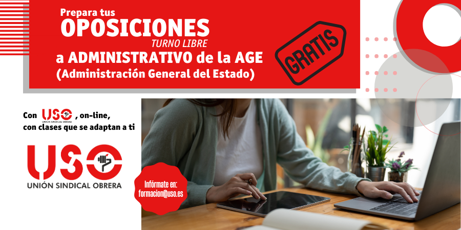 SindicatoUSO's tweet photo. 🎓 ¿Te interesa un empleo estable en la Administración General del Estado?
Con USO, prepara gratis las oposiciones a Administrativo de la AGE 2025: temario, tutorías y formación continua.
📩 Infórmate y matricúlate: https://t.co/jCgdgfpqDf #OposicionesAGE #FormaciónUSO https://t.co/p2Syrw7XRj