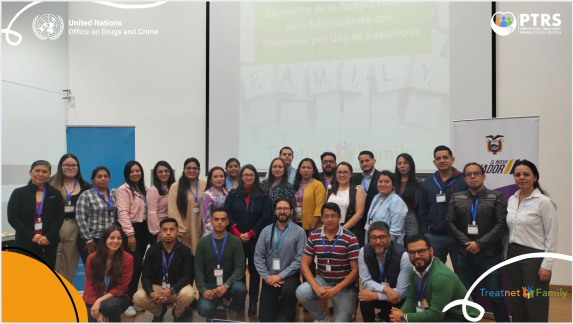 UNODC_PTRS's tweet photo. .@EcuadorUnodc @UNODCROCOL &amp; @UNODC_PTRS organized a #TreatnetFamily training for practitioners working with #adolescents with #druguse disorders and their #families in #Ecuador https://t.co/7BZwozboq3