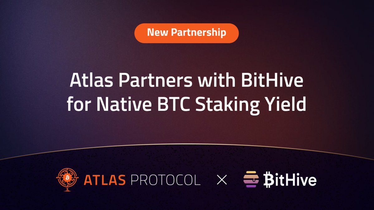 _atlasprotocol's tweet photo. Honey, your BTC yields are NEAR 🦾🐝

@_atlasprotocol is excited to announce our partnership with @bithive_fi to enable native BTC staking, unlocking greater returns for Atlas users. https://t.co/3ykmDOhuw4