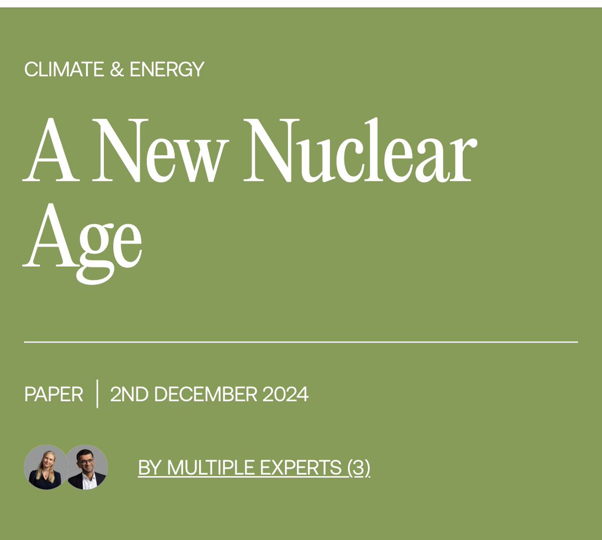 Matt Clifford (@matthewclifford) on Twitter photo This new <a href="/InstituteGC/">Tony Blair Institute for Global Change</a> report on nuclear is excellent. Increasingly clear that any AI industrial strategy also needs to be a nuclear strategy - and we can and must choose to move faster without compromising on safety This new <a href="/InstituteGC/">Tony Blair Institute for Global Change</a> report on nuclear is excellent. Increasingly clear that any AI industrial strategy also needs to be a nuclear strategy - and we can and must choose to move faster without compromising on safety