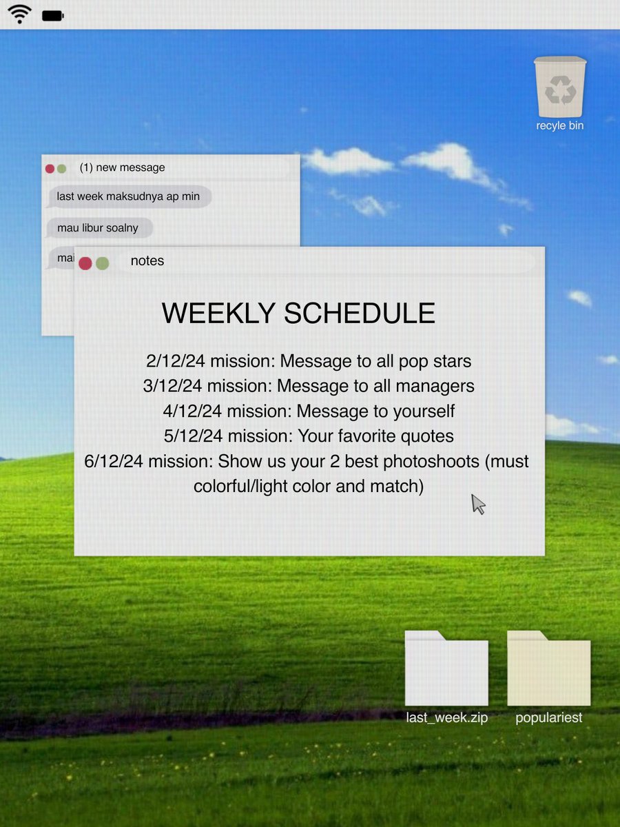 Our last weekly schedule.