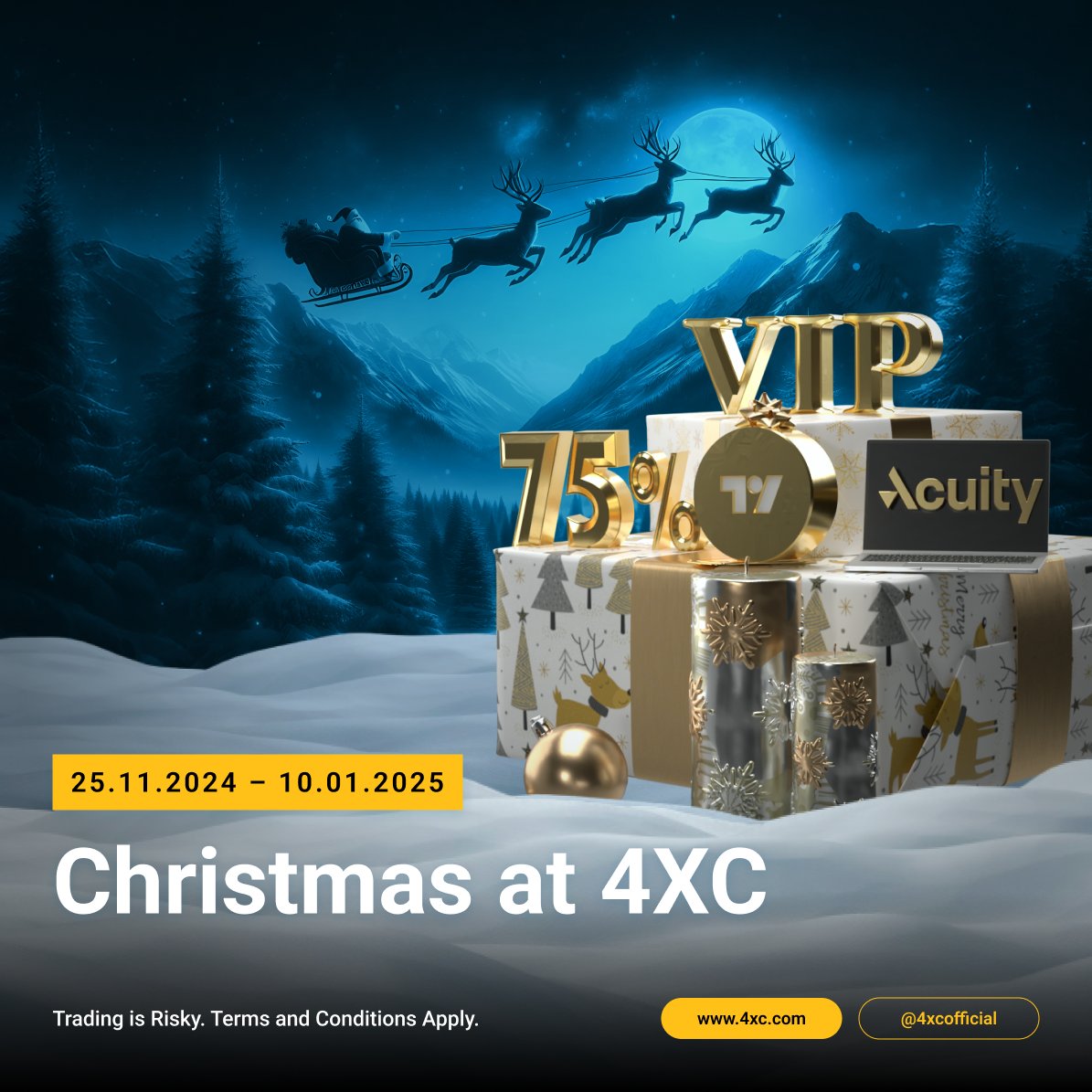 4xcofficial's tweet image. ✨ This year, we’re bringing the holiday cheer earlier and keeping it longer! 🎁
Take your pick: choose one offer or combine them all! At 4XC, the choice is yours.

Don’t wait - head over to 4XC.com and let the Christmas spirit begin today. 🎅🎄

#4XC