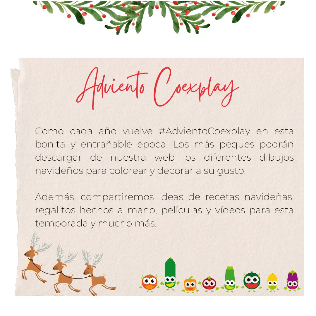 El momento más esperado para los #Verduris… ¡Llegó el #AdvientoCoexplay! 😍🎄 
Durante este mes de diciembre las Verduris traen ideas de deliciosas recetas, regalos y manualidades, dibujos navideños, películas y libros y mucho más 🎅 🥳🎨