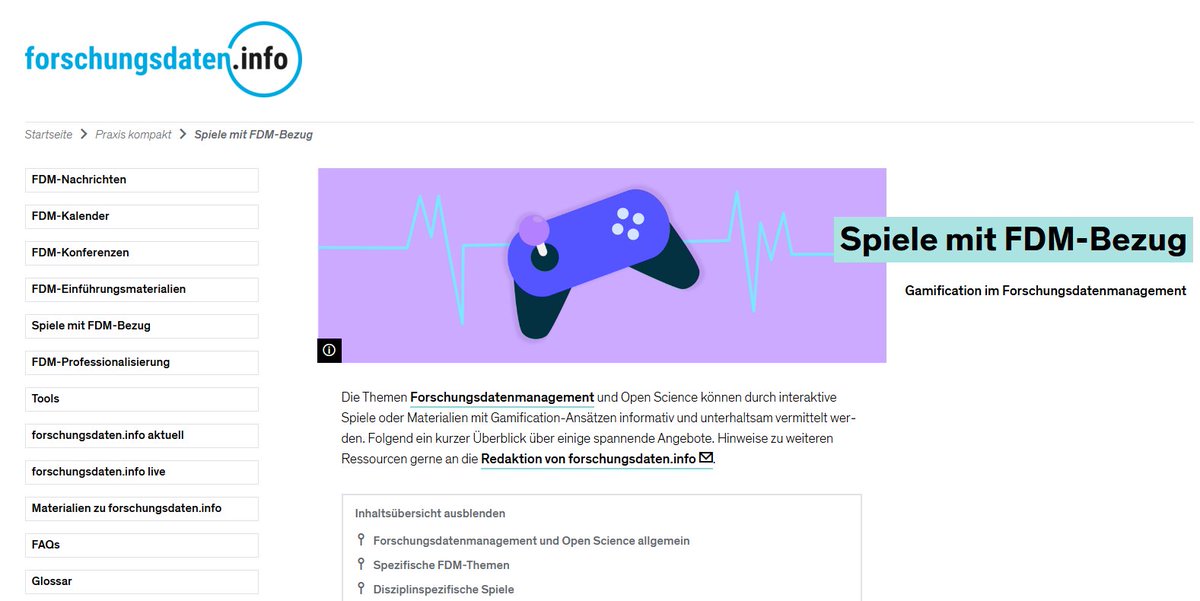 FDM Bayern (@fdm_bayern) on Twitter photo Ihr seid eher der spielerische Lerntyp? Dann seid ihr auf der neuen Seite von forschungsdaten.info genau richtig: Spiele mit FDM-Bezug 🎲
Auf die Spiele, fertig, los! 🥳
#ForschungsdatenMontag
🔗forschungsdaten.info/praxis-kompakt…
<a href="/ForschDatenInfo/">forschungsdaten.info</a> x.com/ForschDatenInf… Ihr seid eher der spielerische Lerntyp? Dann seid ihr auf der neuen Seite von forschungsdaten.info genau richtig: Spiele mit FDM-Bezug 🎲
Auf die Spiele, fertig, los! 🥳
#ForschungsdatenMontag
🔗forschungsdaten.info/praxis-kompakt…
<a href="/ForschDatenInfo/">forschungsdaten.info</a> x.com/ForschDatenInf…