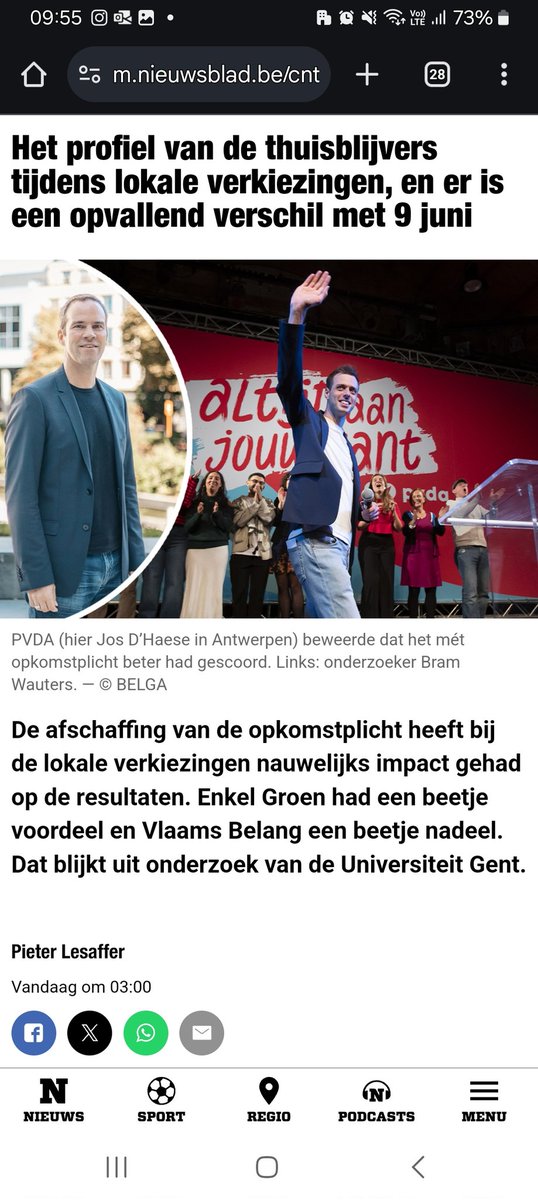 Nina De Smedt (@ninadesmedt) on Twitter photo Vandaag in de krant: ons onderzoek toont aan dat de afschaffing van de opkomstplicht vrouwen, jongeren en kortgeschoolden minder doet stemmen. Toch blijven de effecten voor partijen beperkt #opkomstplicht <a href="/Bram_Wauters/">Bram Wauters</a> <a href="/talukder_david/">David Talukder</a> <a href="/JeremyDodeigne/">Jérémy Dodeigne</a> <a href="/Gaspar_UGent/">GASPAR</a> Vandaag in de krant: ons onderzoek toont aan dat de afschaffing van de opkomstplicht vrouwen, jongeren en kortgeschoolden minder doet stemmen. Toch blijven de effecten voor partijen beperkt #opkomstplicht <a href="/Bram_Wauters/">Bram Wauters</a> <a href="/talukder_david/">David Talukder</a> <a href="/JeremyDodeigne/">Jérémy Dodeigne</a> <a href="/Gaspar_UGent/">GASPAR</a>