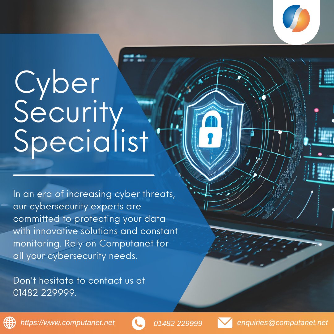 ComputanetMSP's tweet image. Your data’s safety is our priority. Let us handle the threats so you can focus on what matters most. 💻🔒 #StaySecure #CyberSecurity #DataProtection