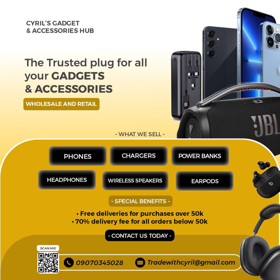 cyril__damian's tweet image. Good morning Mutuals.
All chargers,
AirPods,
EarPods,
Smartwatches,
iOS/Samsung Phones. All available, Delivery Nationwide.
Contact us on WhatsApp via link: wa.link/w35dss