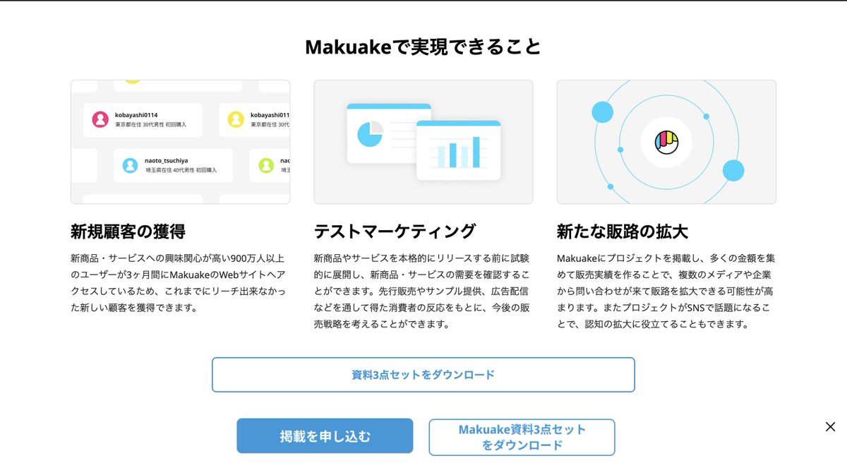 nocodetaiga's tweet photo. toCの新規事業を考えている人は全員Makuakeを見た方がいい。

Makuakeは新規事業のテストマーケをするためのプラットフォームなのでど��ような事業がニーズあるかすぐわかる。

ちょうどそういうのが欲しかった！というものがたくさんあり見ているだけでも非常に面白い。

toCの顧客が何を求めているのかを調べる時におすすめ！