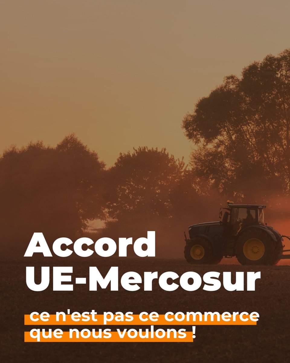 🌍 L'accord UE-Mercosur, c'est :
❌ Importations sans normes européennes 🇪🇺
❌ Déforestation 🌳
❌ Pression sur les agricultures locales 🚜
Un commerce international, oui, mais pas à n’importe quel prix !
👉 Pour des échanges justes et durables : commercequitable.org/actualites/acc…