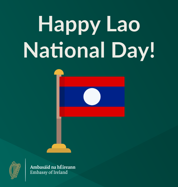 irlembvietnam's tweet photo. Our best wishes to the people of Lao PDR as they celebrate their 49th National Day today! 🇱🇦 https://t.co/t8RlmgMnVg