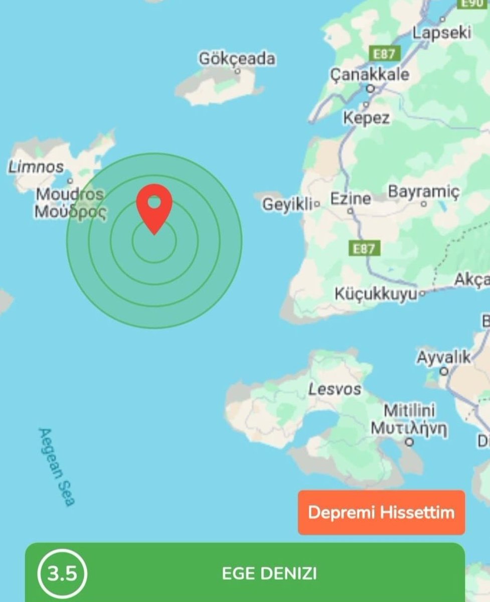 Deprem Bilgisi. 
Ege Denizi 3.5