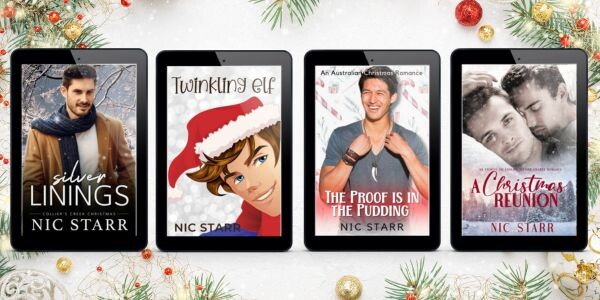 𝗦𝗜𝗟𝗩𝗘𝗥 𝗟𝗜𝗡𝗜𝗡𝗚𝗦, my most recent release, is a holiday romance. Did you know I have a few other holiday romances?

𝗧𝗪𝗜𝗡𝗞𝗟𝗜𝗡𝗚 𝗘𝗟𝗙 &amp; 𝗧𝗛𝗘 𝗣𝗥𝗢𝗢𝗙 𝗜𝗦 𝗜𝗡 𝗧𝗛𝗘 𝗣𝗨𝗗𝗗𝗜𝗡𝗚 are back in KU too!

nicstarr.com/holidayromance

#mmromance #kindleunlimited