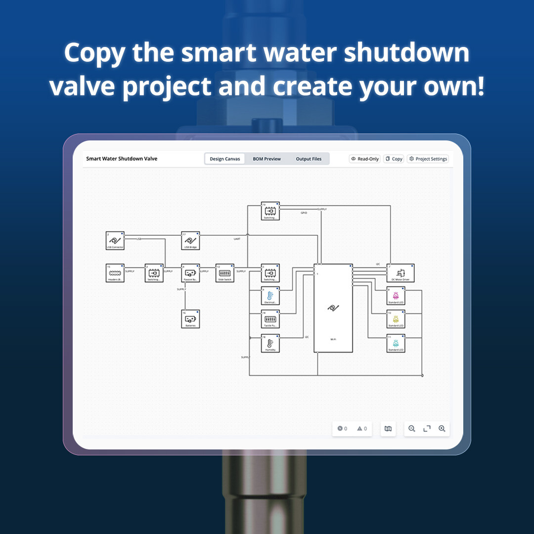 The Smart Water Leakage Sensor, paired with the Smart Water Shutdown Valve project, work together to detect leaks and automatically shut off your water supply. Explore over 70 ready-to-use featured projects and templates: hubs.la/Q02ZybS70
#IoT #electronics #circuitdesign