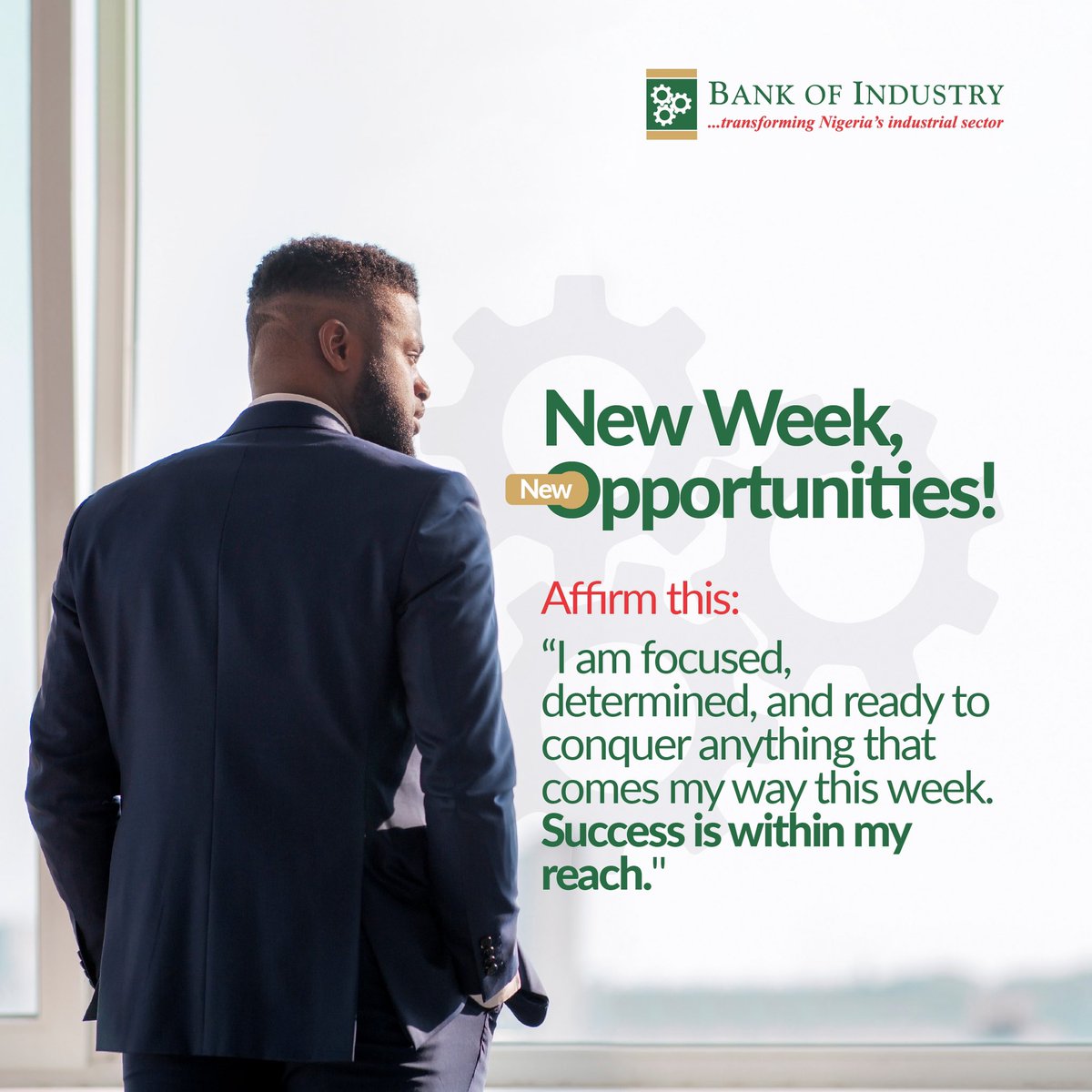 BOINigeria's tweet photo. Every step you take brings you closer to your goals. Don't let challenges stop you; let them motivate you. Let’s make this week the best one yet!

#MondayMotivation #BOISupportsGrowth
#ThisIsBOI
#BOIBuildingIndustries
#EmpowerYourBusiness
#StartStrongWithBOI
#MondayAffirmations https://t.co/V8suOvwaNR
