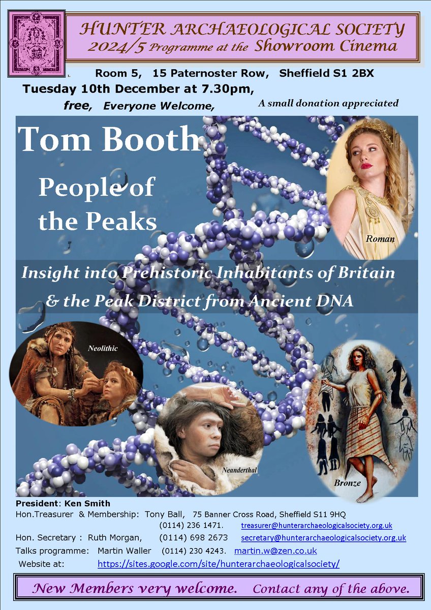Hunter Archaeological Society (@hunterarchsoc) on Twitter photo Our final talk before Christmas is by Tom Booth on ‘‘People of the Peaks: Insights into the Prehistoric Inhabitants of Britain and the Peak District from Ancient DNA.’  As usual, we’re meeting in Showroom 5. Our talks are free, but donations towards costs are always welcome. Our final talk before Christmas is by Tom Booth on ‘‘People of the Peaks: Insights into the Prehistoric Inhabitants of Britain and the Peak District from Ancient DNA.’  As usual, we’re meeting in Showroom 5. Our talks are free, but donations towards costs are always welcome.