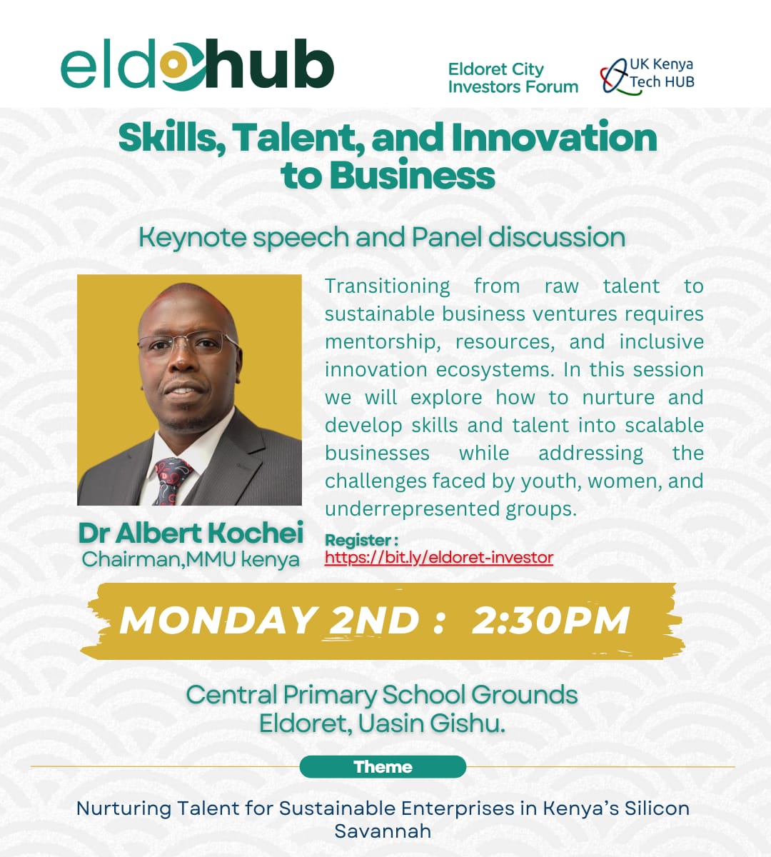 Join us this afternoon for track C: Skills, talent and Innovation to business at the #EldoretInvestorsForum