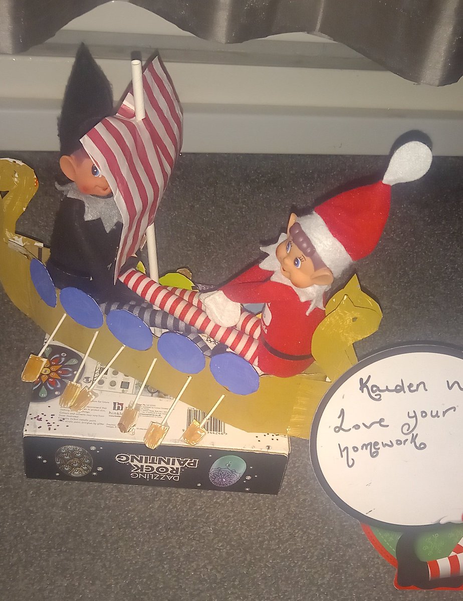 stevie1w's tweet photo. Joint effort with homework this weekend and kaidens woke up to his elfs enjoying his homework too 🤣😅 @BoothferryPS @MissMartinson1 https://t.co/FRYZU6oYo4