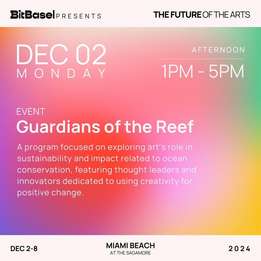 The wait is over!

BitBasel begins TODAY 🎉

Here’s today's agenda. Get ready for a day packed with art, tech, and inspiration!

lu.ma/reef