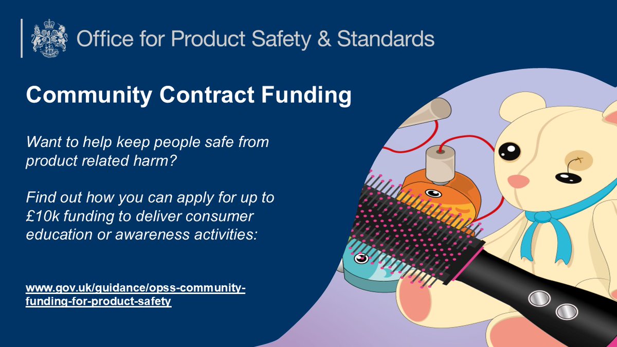Have an idea for how to empower consumers to choose and use products more safely?

Find out how to apply for up to £10k funding to deliver consumer education or awareness activities 👉 gov.uk/guidance/opss-…

🏃Time is running out to apply.

Bids must be received by 23:59 on