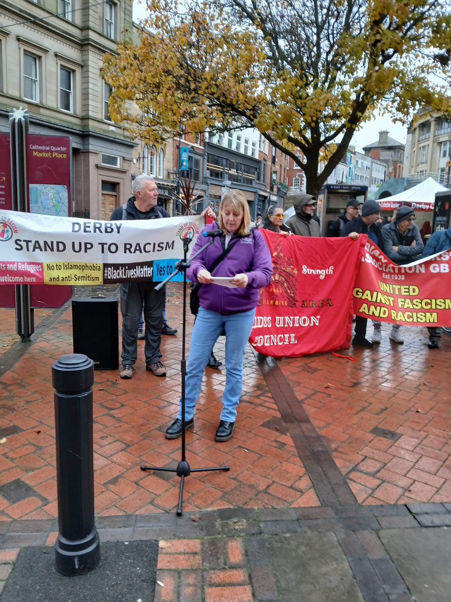 Derbyshire UNISON (@derbys_unison) on Twitter photo Well done to our Nicola Main and <a href="/derby_to/">Derby Stand up to Racism</a> for standing up to the massed ranks of the Far Right - all nine of them - in Derby yesterday. The fash claim there would have been more of them but they were scared off ... Well done to our Nicola Main and <a href="/derby_to/">Derby Stand up to Racism</a> for standing up to the massed ranks of the Far Right - all nine of them - in Derby yesterday. The fash claim there would have been more of them but they were scared off ...