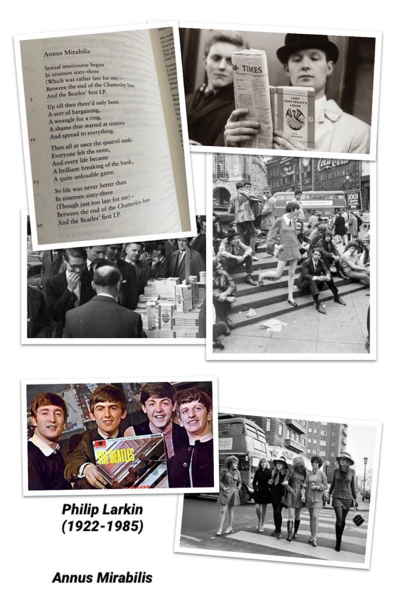 "Sexual intercourse began
In nineteen sixty-three
(which was rather late for me) -
Between the end of the "Chatterley" ban
And the Beatles' first LP."#PhilipLarkin died on this day 1985