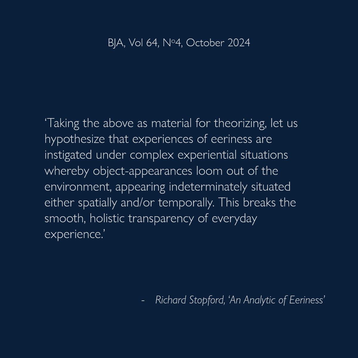 In a dark, secluded corner, deep in the bowels of our latest issue, you might just find a paper will give you goosebumps. doi.org/10.1093/aesthj…