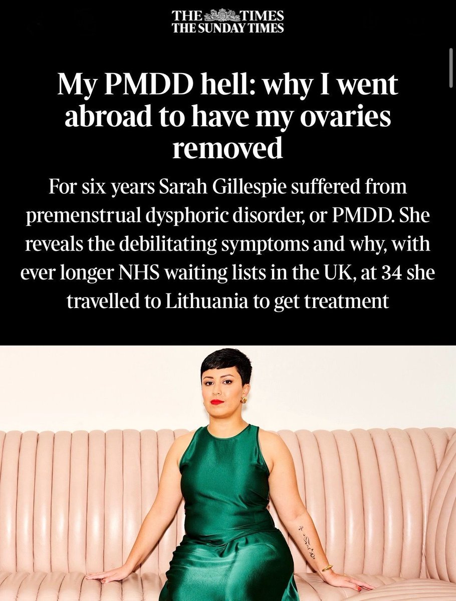 sjcgillespie's tweet photo. Um, so... I got my ovaries removed. Difficult to explain in short form so you can read the IG screenshot below, or read my The Times Magazine essay in full here: https://t.co/YyO1Gxh0ka #PMDDawareness https://t.co/5ajZ52JWrV