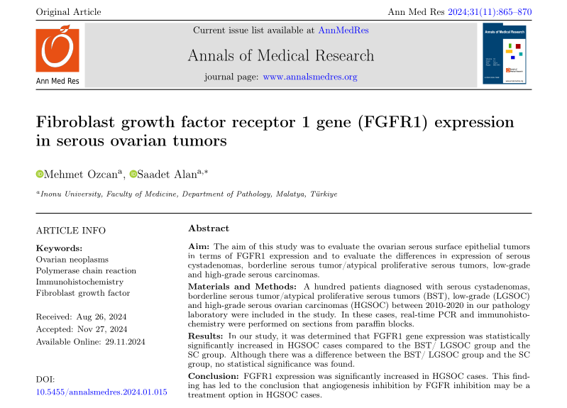 annmedres's tweet photo. Fibroblast growth factor receptor 1 gene (FGFR1) expression in serous ovarian tumors.
https://t.co/Nn97aFVwCB
#Ovarian #neoplasms #Polymerase #Immunohistochemistry #Fibroblast https://t.co/2myEPIdwbT