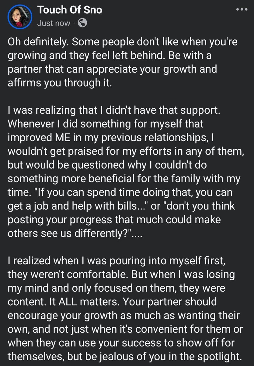 Touch_Of_Sno's tweet image. A post on the book of faces.....
#growth #supportivepartners