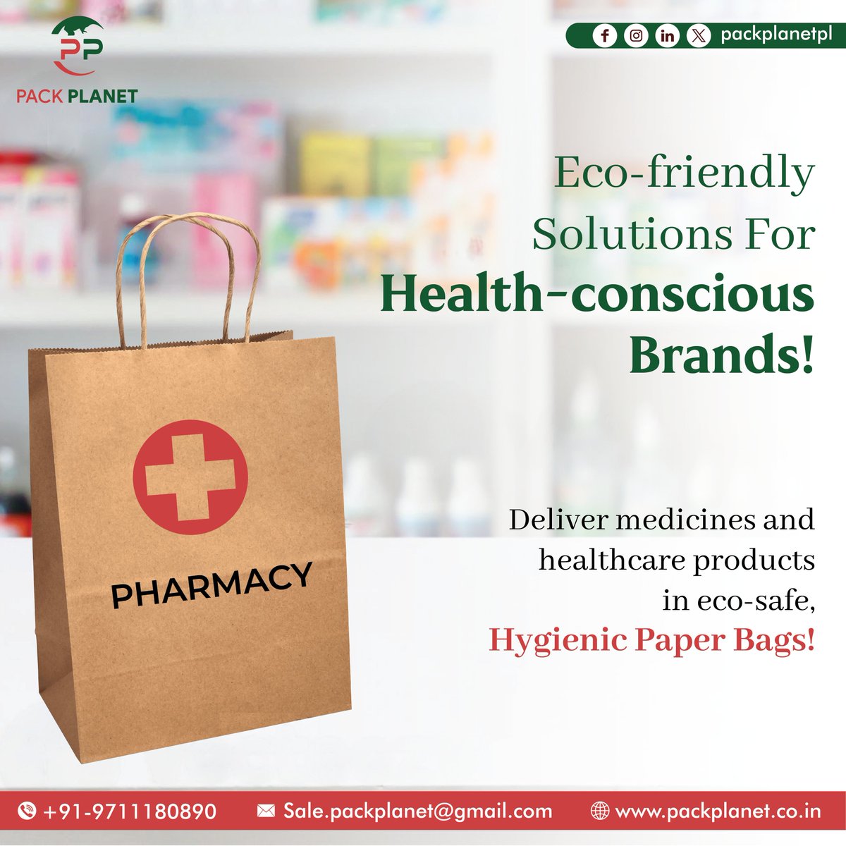 Pack Planet Private Limited (@packplanetpl) on Twitter photo Eco-friendly solutions for health-conscious brands! Deliver medicines and healthcare products in eco-safe, hygienic paper bags.
📞 +91 9711180890
✉️ Packplanet2020@gmail.com
📲 wa.me/9711180890
#EcoSafePackaging #HygienicPaperBags #SustainableHealthcare Eco-friendly solutions for health-conscious brands! Deliver medicines and healthcare products in eco-safe, hygienic paper bags.
📞 +91 9711180890
✉️ Packplanet2020@gmail.com
📲 wa.me/9711180890
#EcoSafePackaging #HygienicPaperBags #SustainableHealthcare