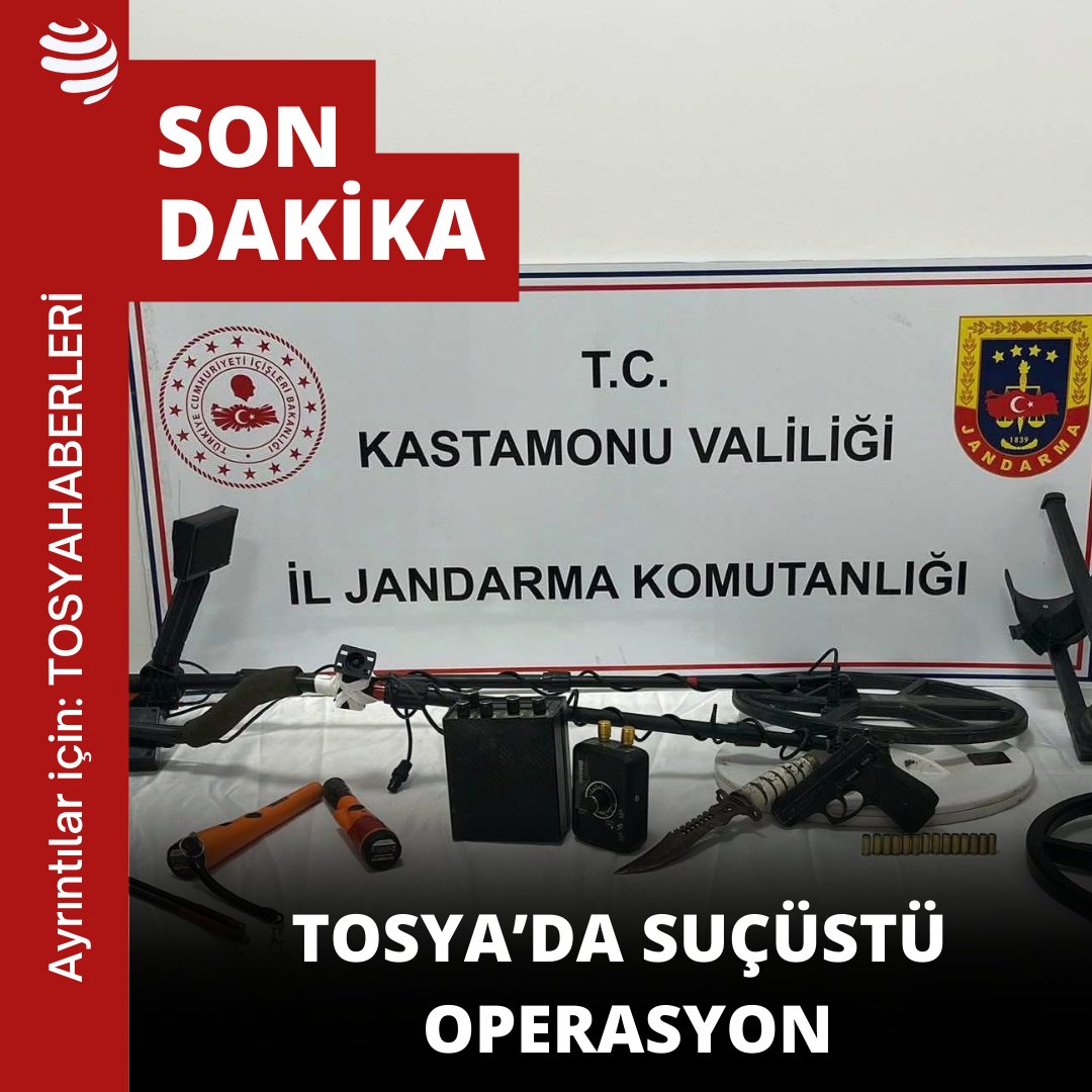 habertosya's tweet photo. Tosya’da izinsiz kazı yapan 4 kişi suçüstü yakalandı! Dedektörler ve ruhsatsız tabanca ele geçirildi. https://t.co/jJkerigFN4