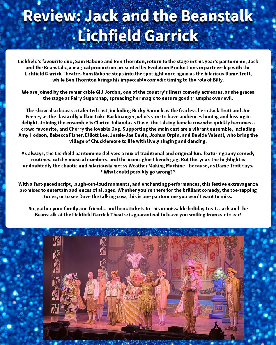 Pantomime News (@pantomimenews) on Twitter photo REVIEW: Jack and the Beanstalk at Lichfield Garrick <a href="/The_Garrick/">Lichfield Garrick 🎭</a> with <a href="/Samrabone/">Sam Rabone</a> &
<a href="/thornton_b/">Ben Thornton</a> #Panto #PantomimeNews #Pantomime REVIEW: Jack and the Beanstalk at Lichfield Garrick <a href="/The_Garrick/">Lichfield Garrick 🎭</a> with <a href="/Samrabone/">Sam Rabone</a> &
<a href="/thornton_b/">Ben Thornton</a> #Panto #PantomimeNews #Pantomime