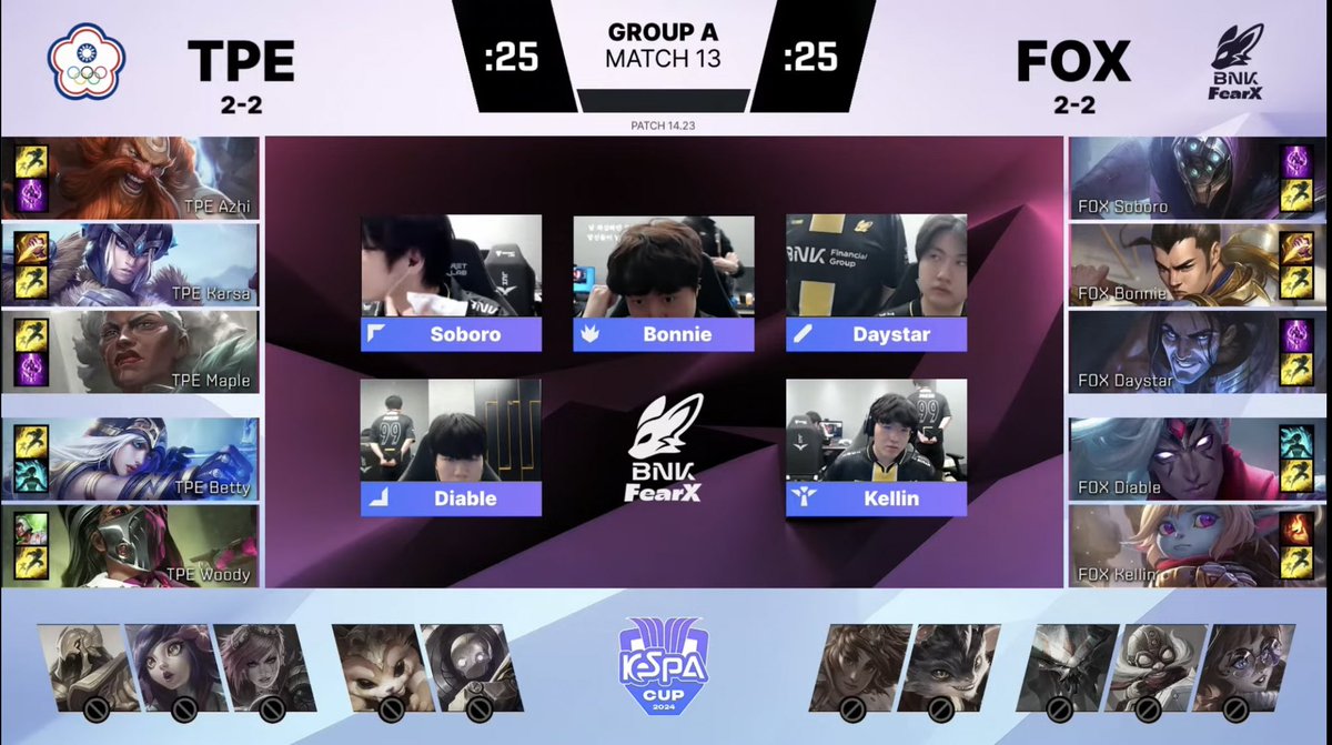 Diable &amp; Kellin subbed in vs TPE 
#KeSPACup 

#FOXWIN 🦊💛