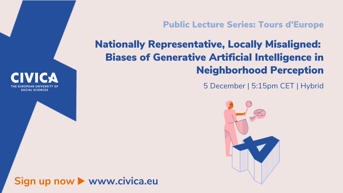 European University Institute (@eui_eu) on Twitter photo How do #GenAI models align w/ public opinion? 🌐
📌 Join <a href="/eui_sps/">Political and Social Sciences at EUI</a> Prof. <a href="/EliasDinas/">Elias Dinas</a>, @melissaleesands <a href="/LSEGovernment/">LSE Government</a> & <a href="/a_alrababah/">Ala Alrababah علاء الربابعة</a> <a href="/Unibocconi/">Università Bocconi</a> for a #CIVICAPublicLecture exploring #AI biases in urban perception.
📅 5 Dec | 17:15 CET | Hybrid
Register: loom.ly/rYjQwm4 How do #GenAI models align w/ public opinion? 🌐
📌 Join <a href="/eui_sps/">Political and Social Sciences at EUI</a> Prof. <a href="/EliasDinas/">Elias Dinas</a>, @melissaleesands <a href="/LSEGovernment/">LSE Government</a> & <a href="/a_alrababah/">Ala Alrababah علاء الربابعة</a> <a href="/Unibocconi/">Università Bocconi</a> for a #CIVICAPublicLecture exploring #AI biases in urban perception.
📅 5 Dec | 17:15 CET | Hybrid
Register: loom.ly/rYjQwm4