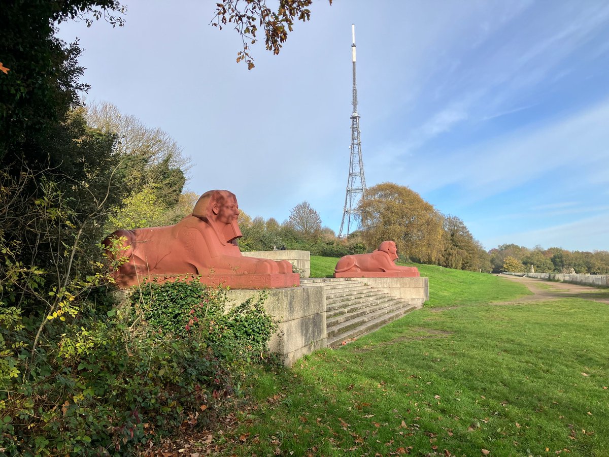 Today there are 6 sphinxes along the Upper Terrace in #CrystalPalacePark - there were originally twelve sphinxes greeting Victorian visitors outside the Crystal Palace building. Find out more about this history of these sculptures on our Instagram 👉 instagram.com/invispalace/