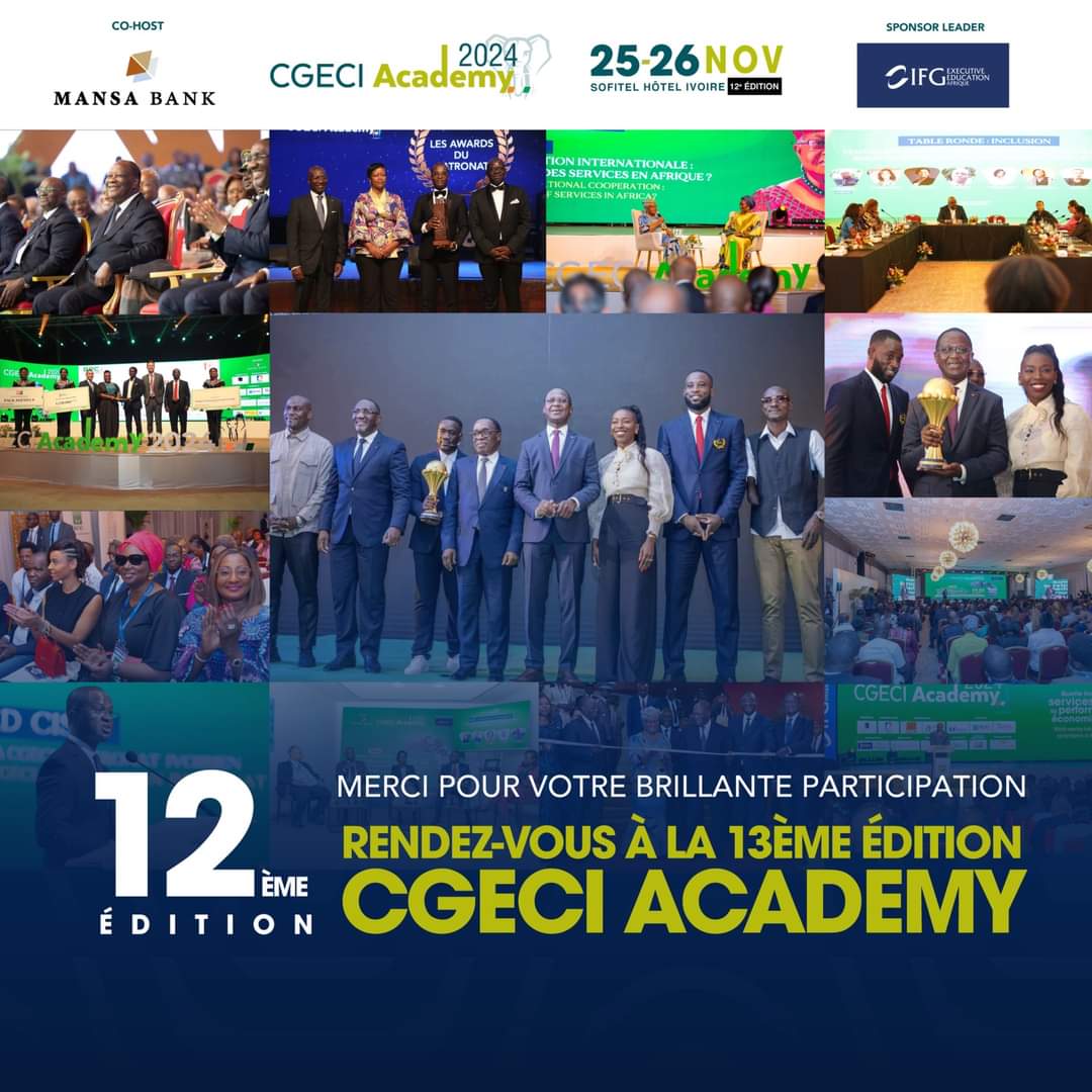 Un immense merci à tous nos sponsors, partenaires et entreprises participantes pour avoir rendu la CGECI Academy 2024 possible !

#CGECIAcademy2024 #Merci #Partenaires #Sponsors #RendezVous2025