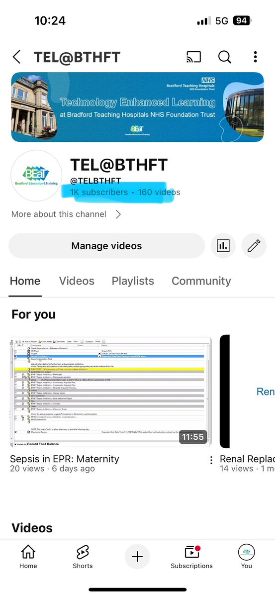 Becky Carter (@beckylcarter87) on Twitter photo Our Education YouTube Channel TEL<a href="/BTHFT/">Bradford Teaching Hospitals NHS FT</a> has reached 1000 subscribers today! Hooray! Check it out for all your EPR training needs plus hundreds more clinical education videos youtube.com/@telbthft?si=8… <a href="/BEaT_BTHFT/">Bradford Education & Training</a> @BTHFT Our Education YouTube Channel TEL<a href="/BTHFT/">Bradford Teaching Hospitals NHS FT</a> has reached 1000 subscribers today! Hooray! Check it out for all your EPR training needs plus hundreds more clinical education videos youtube.com/@telbthft?si=8… <a href="/BEaT_BTHFT/">Bradford Education & Training</a> @BTHFT