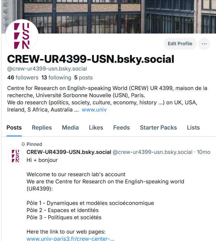CREW research lab Université Sorbonne Nouvelle USN tweet media