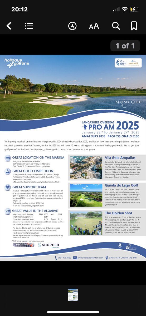 Require 3 amateurs to play with a professional, this would be team 46 so big event with great prizes and an even better atmosphere..