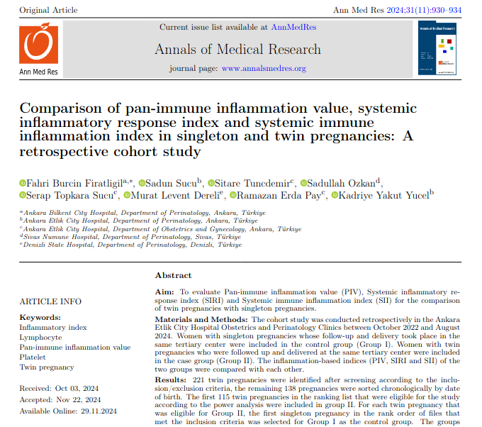 annmedres's tweet photo. Comparison  of pan-immune inflammation value, systemic inflammatory response index  and systemic immune inflammation index in singleton and twin  pregnancies: A retrospective cohort study.
#Lymphocyte #Twin_pregnancy
https://t.co/JgmqoYLXBb https://t.co/Ab7NjT2ur4
