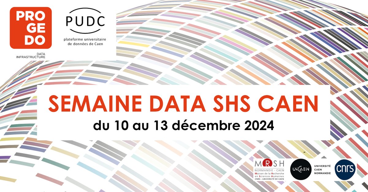 #SemaineDataShs - La PUD de Caen participe à l'édition 2024 de la Semaine Data SHS, du 10 au 13/12/2024. Tout le programme >> bit.ly/3CQTYxZ