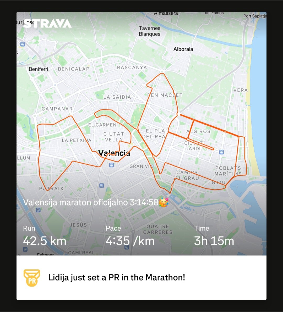 LidiRadulovic's tweet photo. Valensija maraton ulje na platnu.
I moj PB 3:14:58 🥳 https://t.co/EHRe0EijnF