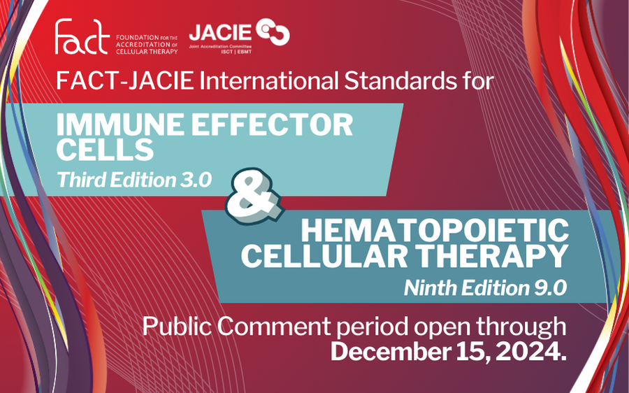 JACIE_EBMT's tweet photo. 📣  Two weeks left for public comments on FACT-JACIE 9th Edition Hematopoietic Cellular Therapy and 3rd Edition Immune Effector Cell Standards! 📋 Make an impact and submit your thoughts by 15 December. 🗓️ View details ⬇️
https://t.co/dZz8bv5GqZ https://t.co/v60KSwN9u6
