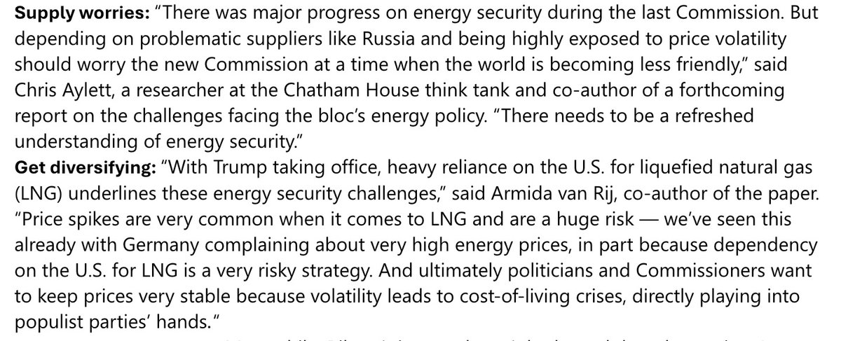 Armida van Rij (@armida_lm) on Twitter photo Great little preview of our forthcoming 'Energy security priorities for the new European Commission' <a href="/ChathamHouse/">Chatham House</a> paper with
@chrisaylett in <a href="/POLITICOEurope/">POLITICOEurope</a>'s Pro Energy and Climate newsletter this morning. Thanks
@GabrielCSGavin!
Report coming next year - watch this space. Great little preview of our forthcoming 'Energy security priorities for the new European Commission' <a href="/ChathamHouse/">Chatham House</a> paper with
@chrisaylett in <a href="/POLITICOEurope/">POLITICOEurope</a>'s Pro Energy and Climate newsletter this morning. Thanks
@GabrielCSGavin!
Report coming next year - watch this space.