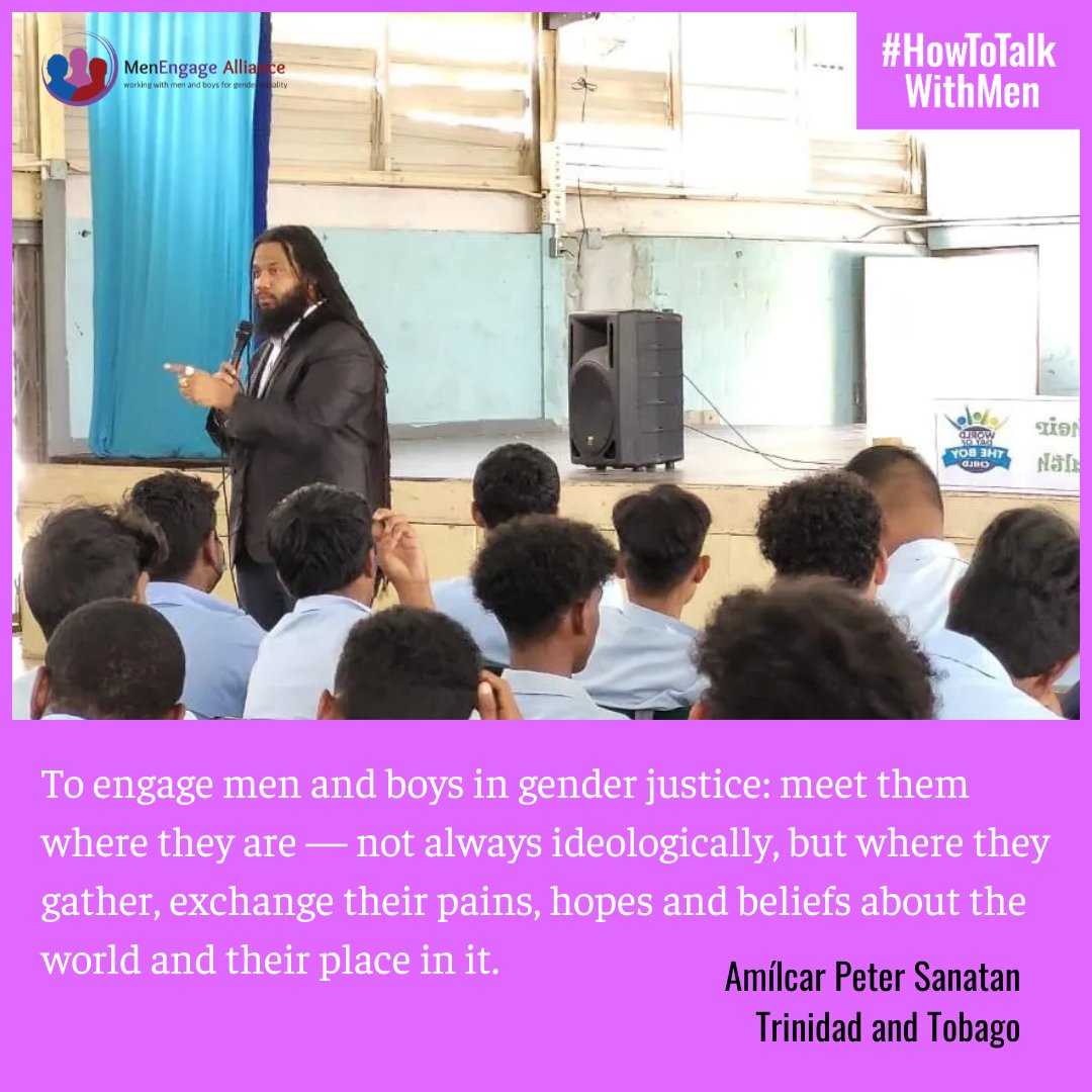 MenEngage's tweet photo. 🌟 #HowToTalkWithMen about gender justice?

🎯 "Meet men where they are—not always ideologically, but in spaces where they share their pains, hopes, and beliefs."

@AmilcarSanatan says that we need to start with empathy and respect.

Visit, to learn more👉 https://t.co/kMIWqSqX5g https://t.co/EcG7Xhtfw0