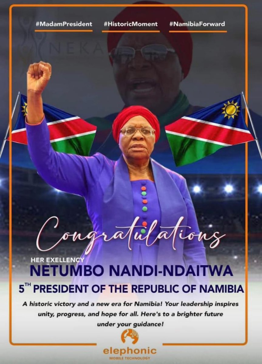 The history of African women in leadership tells a tale of many revolutionary and visionary change-makers. H.E Netumbo Nandi-Ndaitwa joins the growing class of extraordinary African women leading societies and nations to hope and prosperity. It is a proud day for Namibia and a