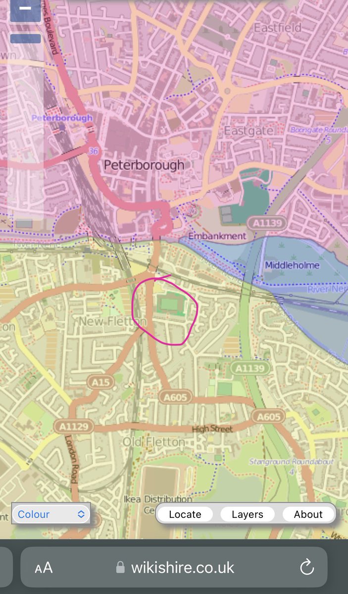 BadgeWatford's tweet photo. @RealCounties The city’s expansion seems to have spread it beyond Northamptonshire into both Cambridgeshire and Huntingdonshire. Posh fans are probably most bothered about where their London Road ground is situated - which is on the Huntingdonshire side https://t.co/OAubyGbCwJ