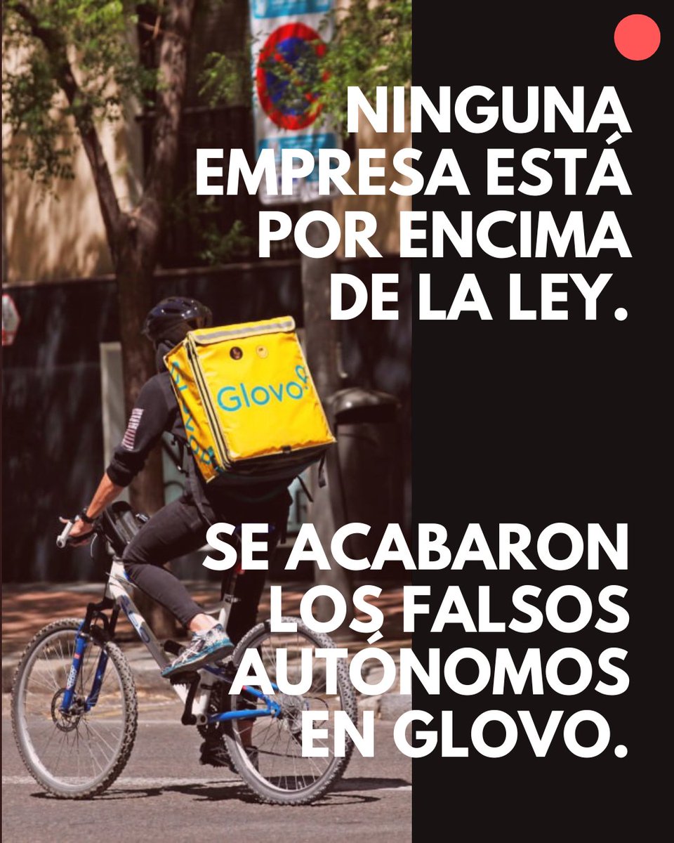 ‼️ Un repartidor no es ni un emprendedor ni un trabajador autónomo: es una persona asalariada. 

Ninguna empresa, por grande que sea o poder que tenga, puede estar por encima de la Ley.